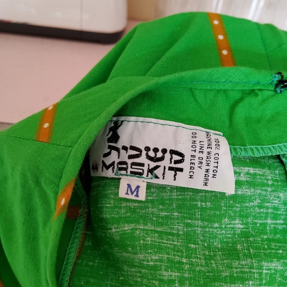 MASKIT RARE Israeli Vibrant Green Maxi Dress Sz M - Picture 7 of 7